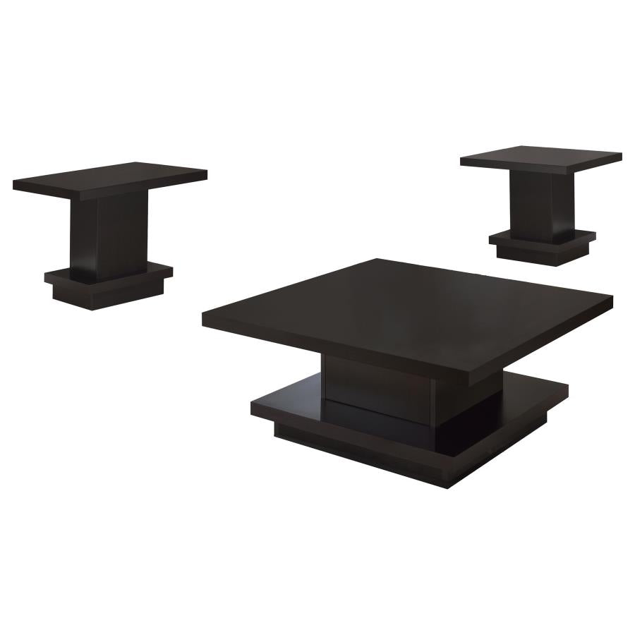 Reston 3-piece Square Coffee and End Table Set Cappuccino - 705168-S3