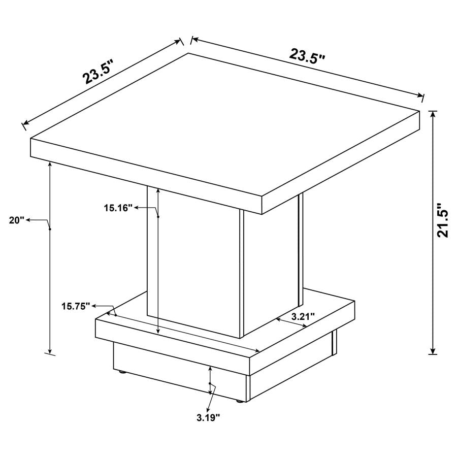 Reston 3-piece Square Coffee and End Table Set Cappuccino - 705168-S3
