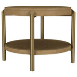Arini Round End Side Table With Storage Shelf Sand Wash - 706187