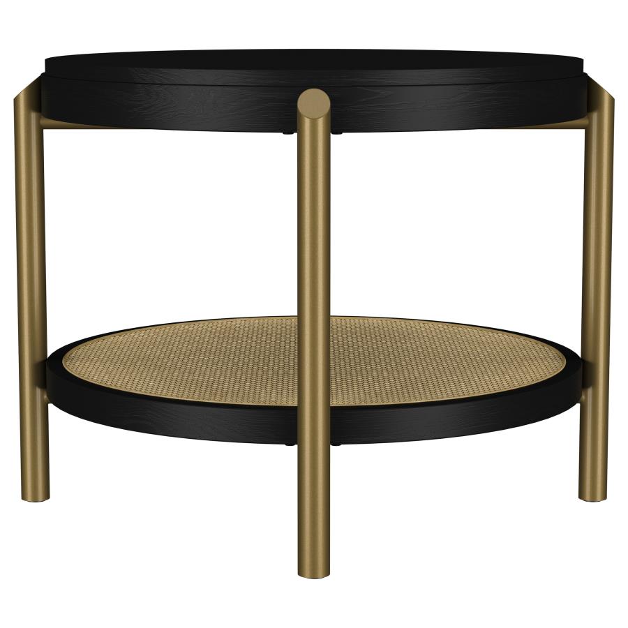 Arini Round End Side Table With Storage Shelf Black - 706197