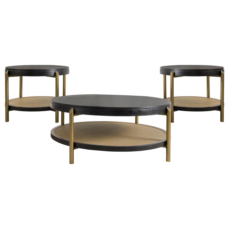 Arini 3-piece Round Coffee and End Table Set Black - 706198-S3