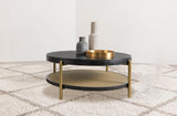 Arini Round Coffee Table With Storage Shelf Black - 706198