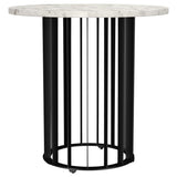 Haven Round Genuine White Marble Top End Side Table Black - 706207