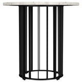 Haven Round Genuine White Marble Top End Side Table Black - 706207