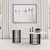 Haven 2-piece Round Marble Coffee and End Table Set Black - 706208-S2