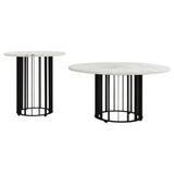 Haven 2-piece Round Marble Coffee and End Table Set Black - 706208-S2