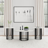 Haven 3-piece Round Marble Coffee and End Table Set Black - 706208-S3