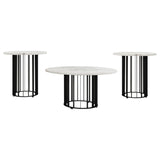 Haven 3-piece Round Marble Coffee and End Table Set Black - 706208-S3