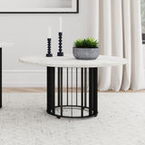 Haven Round Genuine White Marble Top Coffee Table Black - 706208