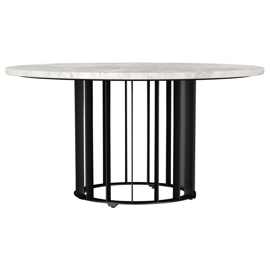 Haven Round Genuine White Marble Top Coffee Table Black - 706208