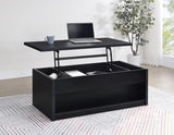 Knapp Lift Top Cocktail Coffee Table with Dual Drawers Black - 706228