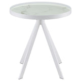 Briggs Round Marble Printed Glass Top End Side Table White - 706257