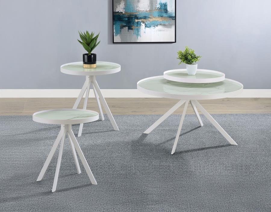 Briggs 3-piece Round Coffee and End Table Set White - 706258-S3
