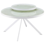 Briggs Round Marble Printed Glass Top Coffee Table White - 706258