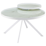 Briggs Round Marble Printed Glass Top Coffee Table White - 706258
