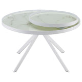 Briggs Round Marble Printed Glass Top Coffee Table White - 706258
