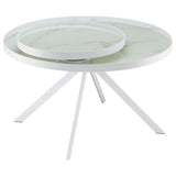 Briggs Round Marble Printed Glass Top Coffee Table White - 706258