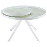 Briggs Round Marble Printed Glass Top Coffee Table White - 706258