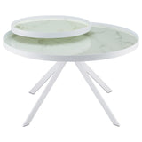 Briggs Round Marble Printed Glass Top Coffee Table White - 706258