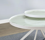 Briggs Round Marble Printed Glass Top Coffee Table White - 706258