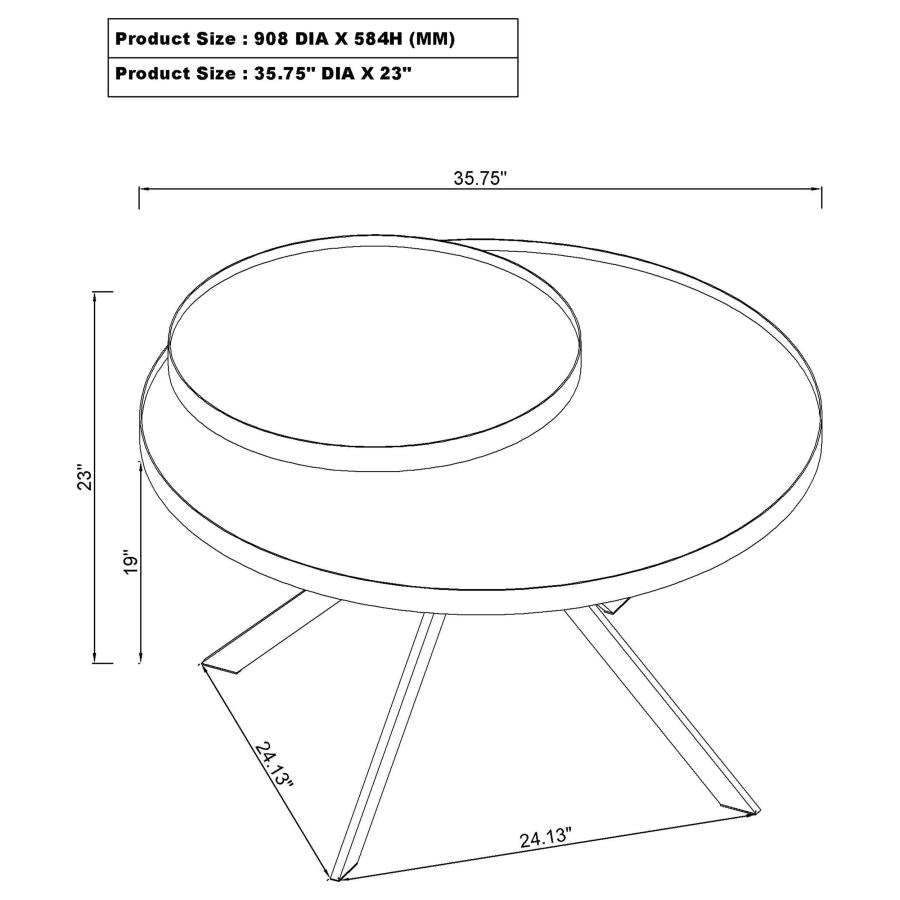 Briggs Round Marble Printed Glass Top Coffee Table White - 706258