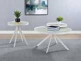 Briggs Round Marble Printed Glass Top Coffee Table White - 706258