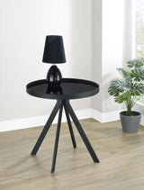 Briggs Round Marble Printed Glass Top End Table Black - 706267