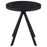 Briggs Round Marble Printed Glass Top End Table Black - 706267