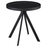 Briggs Round Marble Printed Glass Top End Table Black - 706267