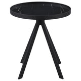 Briggs Round Marble Printed Glass Top End Table Black - 706267