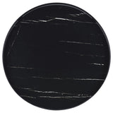 Briggs Round Marble Printed Glass Top End Table Black - 706267