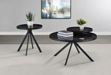 Briggs Round Marble Printed Glass Top End Table Black - 706267