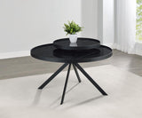 Briggs Round Marble Printed Glass Top Coffee Table Black - 706268