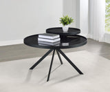 Briggs Round Marble Printed Glass Top Coffee Table Black - 706268