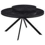Briggs Round Marble Printed Glass Top Coffee Table Black - 706268