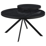 Briggs Round Marble Printed Glass Top Coffee Table Black - 706268
