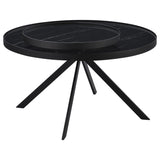 Briggs Round Marble Printed Glass Top Coffee Table Black - 706268