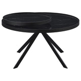 Briggs Round Marble Printed Glass Top Coffee Table Black - 706268