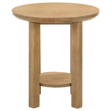 Ottowa Round Wood Side End Table with Shelf Light Oak - 706297