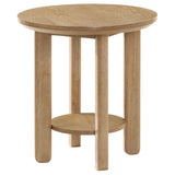 Ottowa Round Wood Side End Table with Shelf Light Oak - 706297
