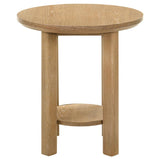 Ottowa Round Wood Side End Table with Shelf Light Oak - 706297