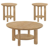 Ottowa 3-piece Round Wood Coffee Table Set Light Oak - 706298-S3