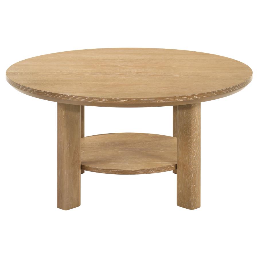 Ottowa 3-piece Round Wood Coffee Table Set Light Oak - 706298-S3