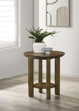 Ottowa 22-Inch Round Wood Side End Table with Shelf Brown - 706307