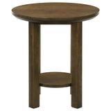 Ottowa 22-Inch Round Wood Side End Table with Shelf Brown - 706307