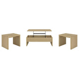Canoga 3-piece Lift Top Cocktail Coffee Table Set Light Oak - 706348-S3