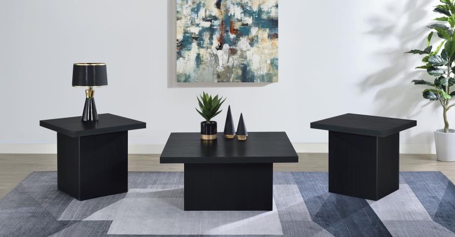 Devar 3-piece Square Cocktail Coffee End Table Set Black - 706408-S3