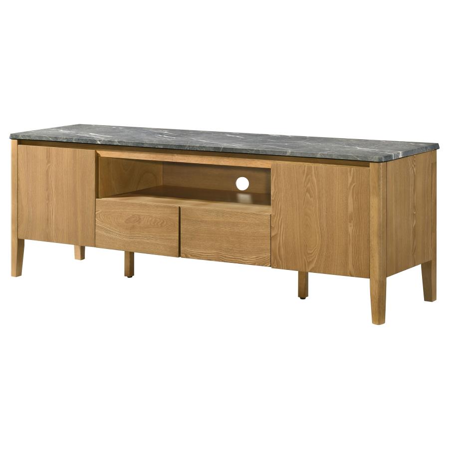 Bradley 63-inch 2-Door SmartTop TV Stand Grey and Natural - 706442