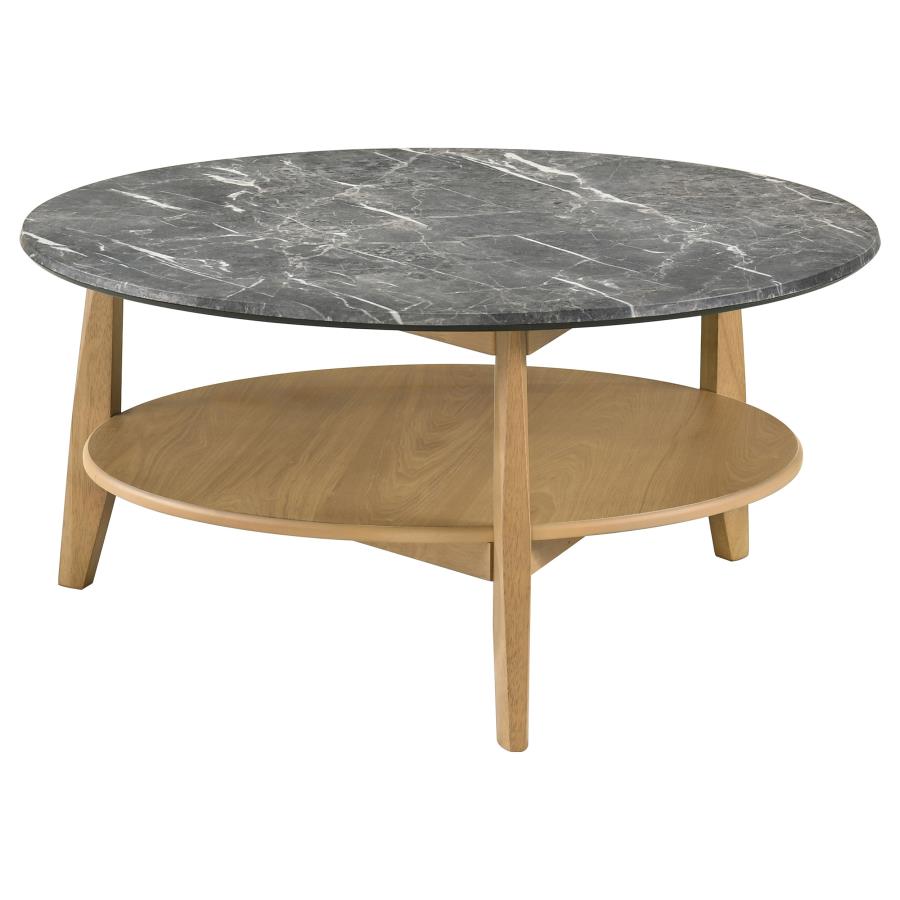 Bradley 2-Piece Round SmartTop Coffee Table Set Grey and Natural - 706448-S2