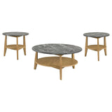 Bradley 3-Piece Round SmartTop Coffee Table Set Grey and Natural - 706448-S3